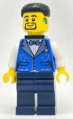 Figurine Bass Player - Blue Torso, Dark Blue Legs, Black Hair, Black Neck Bracket du set 10312