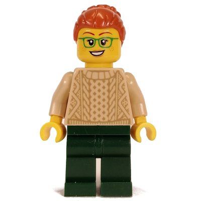 Figurine Tan Torso, Dark Green Legs, Dark Orange Hair du set 21338