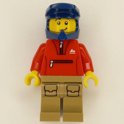 Minifigure Red Torso, Dark Tan Legs, Dark Blue Helmet del set 40582