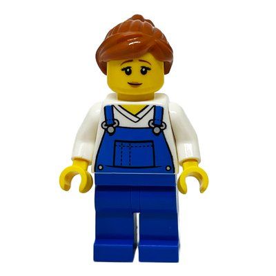 Figurine White Torso, Blue Overall, Dark Orange Hair du set 40586