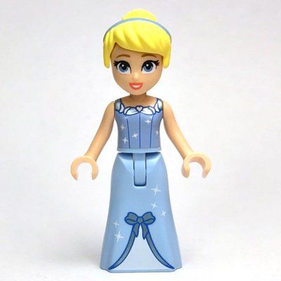 Minifigure Cinderella - Bright Light Blue Dress, White Under-Dress - Thin Hinge, Hair Band from set 43219