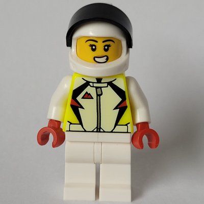 Figurine Stunt Rider, White and Vibrant Yellow Race Suit, White Helmet du set 60357