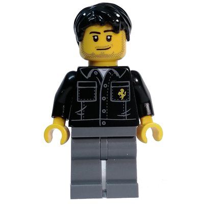 Figurine Race Driver - Black Torso, Dark Bluish Grey Legs, Black Hair du set 76914