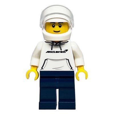 Minifigure Race Driver - White Torso, Dark Blue Legs, White Helmet from set 76918