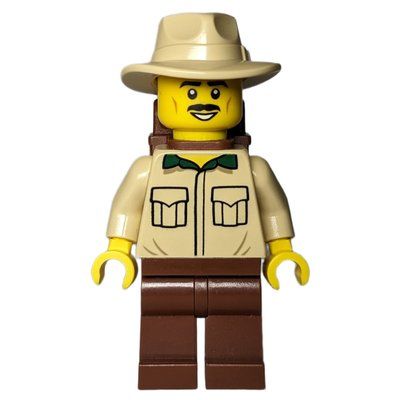 Minifigure Tan Torso, Reddish Brown Legs, Tan Hat del set 910002