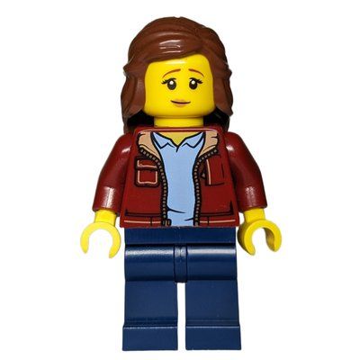 Minifigure Dark Red Torso, Dark Blue Legs, Reddish Brown Hair del set 910002