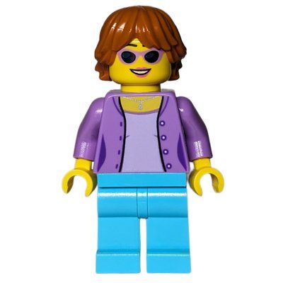 Minifigure Medium Lavender Torso, Medium Azure Legs, Dark Orange Hair del set 910002