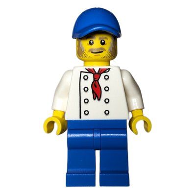Minifigure Chef, White Torso, Blue Legs, Blue Cap del set 910002