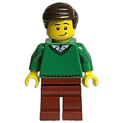 Figurine Green Torso, Reddish Brown Legs, Dark Brown Hair du set 910004