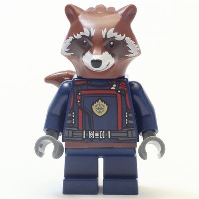 Minifigure Rocket Raccoon, Dark Blue Outfit, Reddish Brown Fur from set 76254