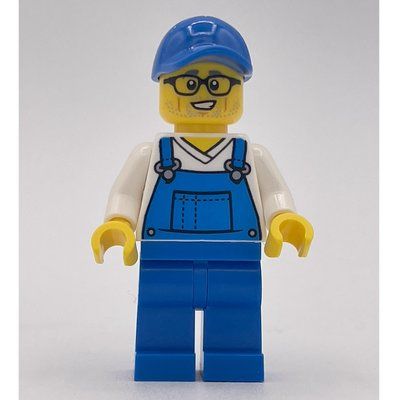 Minifigure Man, Blue Overalls, Blue Cap from set 60362