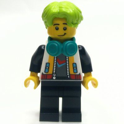Figurine Blogger, White Jacket, Black Legs, Lime Hair du set 60380