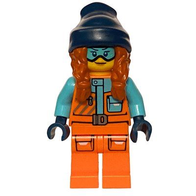 Figurine Arctic Explorer, Tina Tarantula, Orange Suit, Dark Blue Beanie Hat with Hair du set 60378