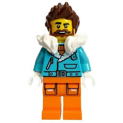Figurine Arctic Explorer, Captain Nautilus, Medium Azure Jacket, Orange Legs, White Fur Collar du set 60378
