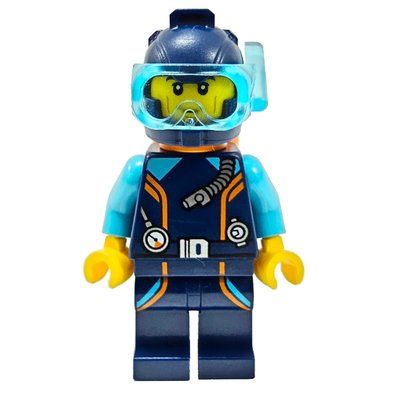 Figurine Ocean Explorer Diver, Man, Dark Blue Wetsuit and Helmet du set 60377