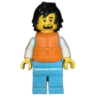 Minifigure Ocean Explorer, Medium Azure Suit, Orange Life Vest del set 60368