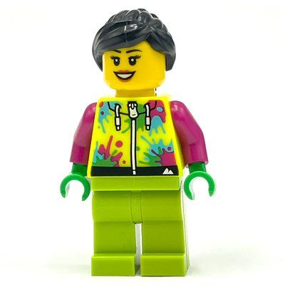 Minifigur Cyclist, Vibrant Yellow and Black Jumpsuit aus Set 60366