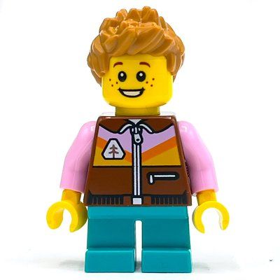 Minifigur Boy, Reddish Brown Jacket, Dark Turquoise Legs aus Set 60366