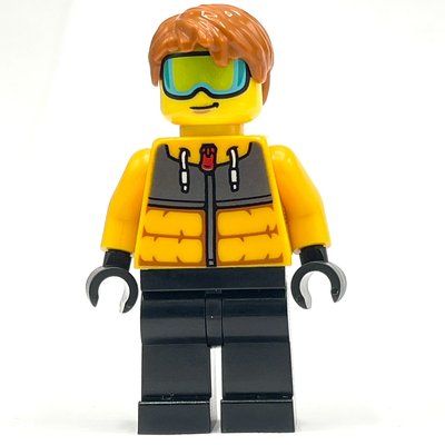 Minifigur Snow Tuber, Bright Light Orange Jacket, Black Legs aus Set 60366