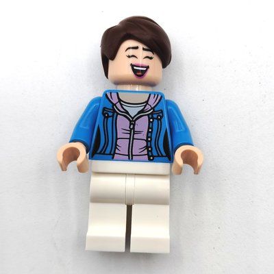 Minifigur Soccer Fan, Dark Azure Jacket, Reddish Brown Hair aus Set 40634