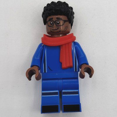 Minifigur Soccer Fan, Blue Soccer Kit, Red Scarf, Black Hair aus Set 40634