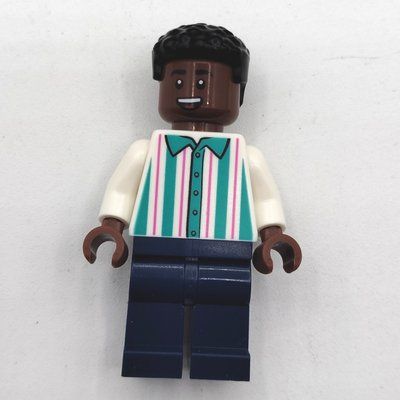 Minifigur Soccer Fan, White and Dark Turquoise Striped Shirt aus Set 40634
