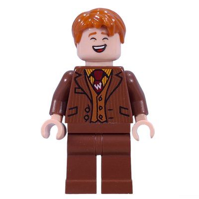 Minifigure George Weasley in Reddish Brown Suit, Dark Red Tie del set 76422