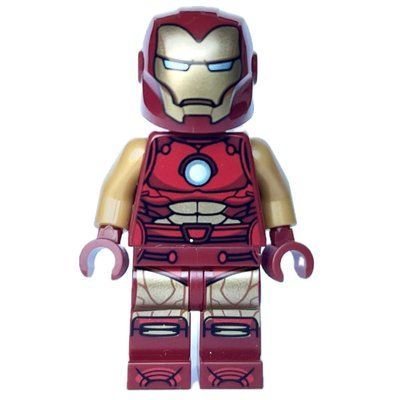 Minifigura Iron Man, Pearl Gold Arms, Round Arc Reactor, Full Helmet del set 76263