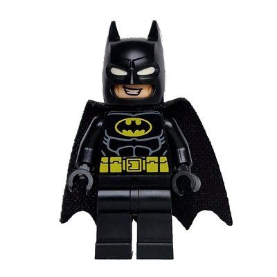 Minifigur Batman, Black Suit, Black Cape and Cowl, Yellow Batman Logo, White Eyes (37157 Cape), Big Grin aus Set 76264