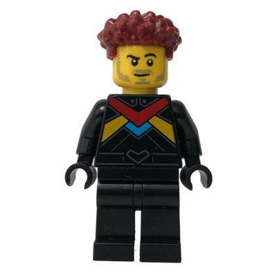 Figurine Race Driver - Black Torso, Black Legs, Dark Red Hair du set 60395