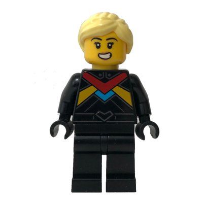 Figurine Race Driver - Black Torso, Black Legs, Bright Light Yellow Hair du set 60395