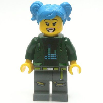 Figurine Dark Green Torso, Dark Bluish Grey Legs, Dark Azure Hair du set 31141