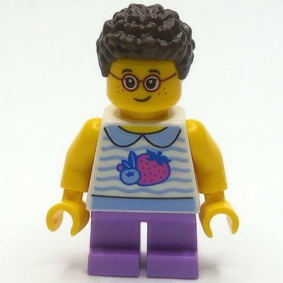 Figurine Kid - White Torso, Medium Lavender Legs, Dark Brown Hair du set 31141