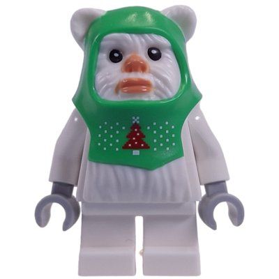 Minifigure Ewok, White, Bright Green Hood from set 75366