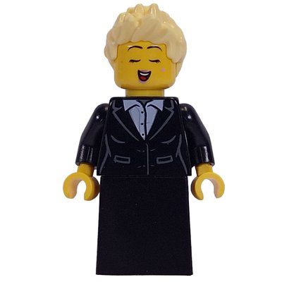 Minifigure Carol Singer, Black Torso, Black Dress, Bright Light Yellow Hair del set 60381