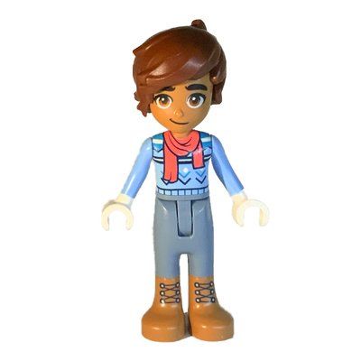 Minifigure Leo - Bright Light Blue Sweater, Sand Blue Legs, Reddish Brown Hair del set 41758