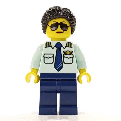Minifigurka Pilot, Black Hair and Sunglasses z zestawu 60367