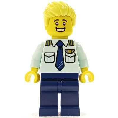 Minifigurka Pilot, Bright Light Yellow Hair z zestawu 60367
