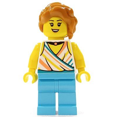 Minifigurka Woman, White Top, Medium Azure Legs, Dark Orange Hair z zestawu 60367