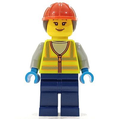 Minifigurka Ground Crew, Vibrant Yellow Safety Vest, Ponytail z zestawu 60367