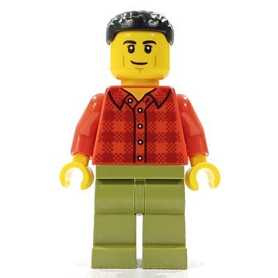 Minifigurka Man, Red Plaid Shirt, Olive Green Legs z zestawu 60367