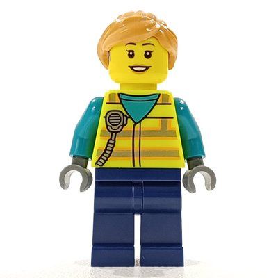 Minifigurka Ground Crew, Vibrant Yellow Safety Vest, Nougat Hair z zestawu 60367