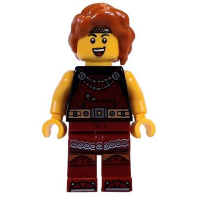 Minifigure Viking, Dark Red Overalls, Dark Orange Hair del set 21343
