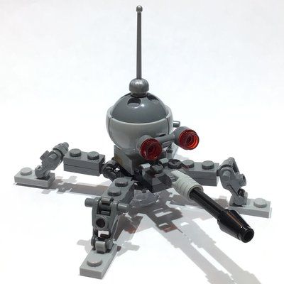 Figurine Dwarf Spider Droid, Dark Bluish Gray Dome, Fixed Black Cannon du set 75337
