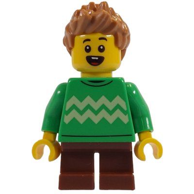 Minifigur Kid, Bright Green Torso, Reddish Brown Legs, Medium Nougat Hair aus Set 10326
