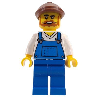 Minifigur Window Cleaner, Blue Overall, Reddish Brown Cap aus Set 10326