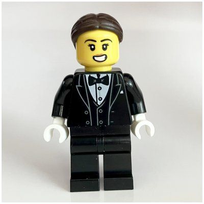 Figurine Waiter, Black Tuxedo, Dark Brown Hair du set 21344