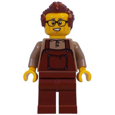 Figurine Dark Tan Torso, Reddish Brown Overall, Reddish Brown Hair du set 4002023