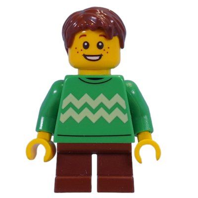 Figurine Kid - Bright Green Torso, Reddish Brown Legs, Reddish Brown Hair du set 4002023