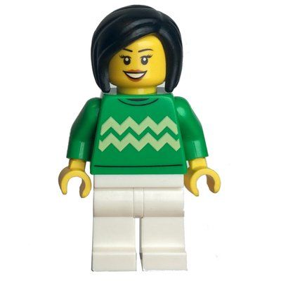 Figurine Bright Green Torso, White Legs, Black Hair du set 80113